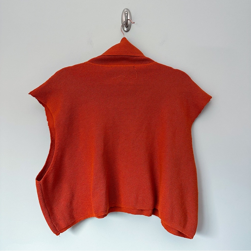 Ashley Stewart Orange Cowl Neck Sleeveless Sweater Poncho - Picture 3 of 3